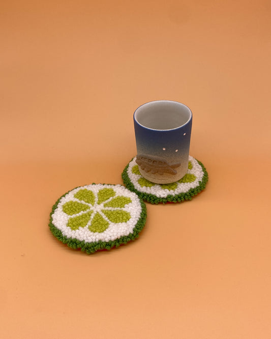 Lime Slice Tufted Coasters | Set of 2