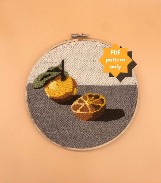 Orange Still Life Punch Needle Pattern | Instant Download PDF ONLY